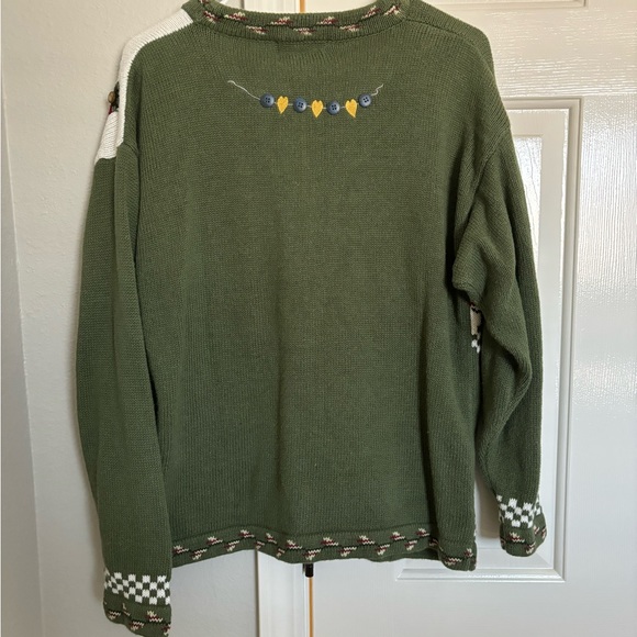 Vintage Sweater - The Quacker Factory. Size small. Green garden angels/buttons - Picture 9 of 9